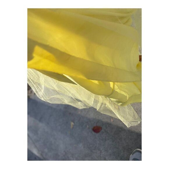 1950s Yellow Formal Dress Matching Bolero Lace Tulle Prom Wedding - Picture 11 of 16